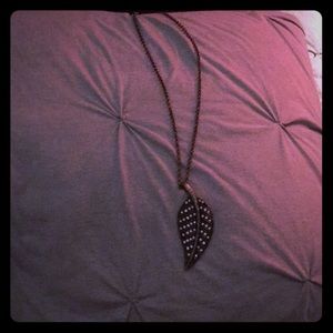 Forever 21 long necklace with leaf pendant